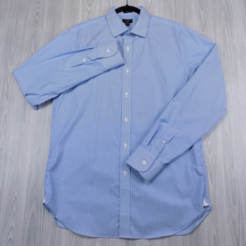 J.Crew Ludlow Slim Fit Shirt Mens 16 35 Blue Pinstripe Button-down Preppy EUC